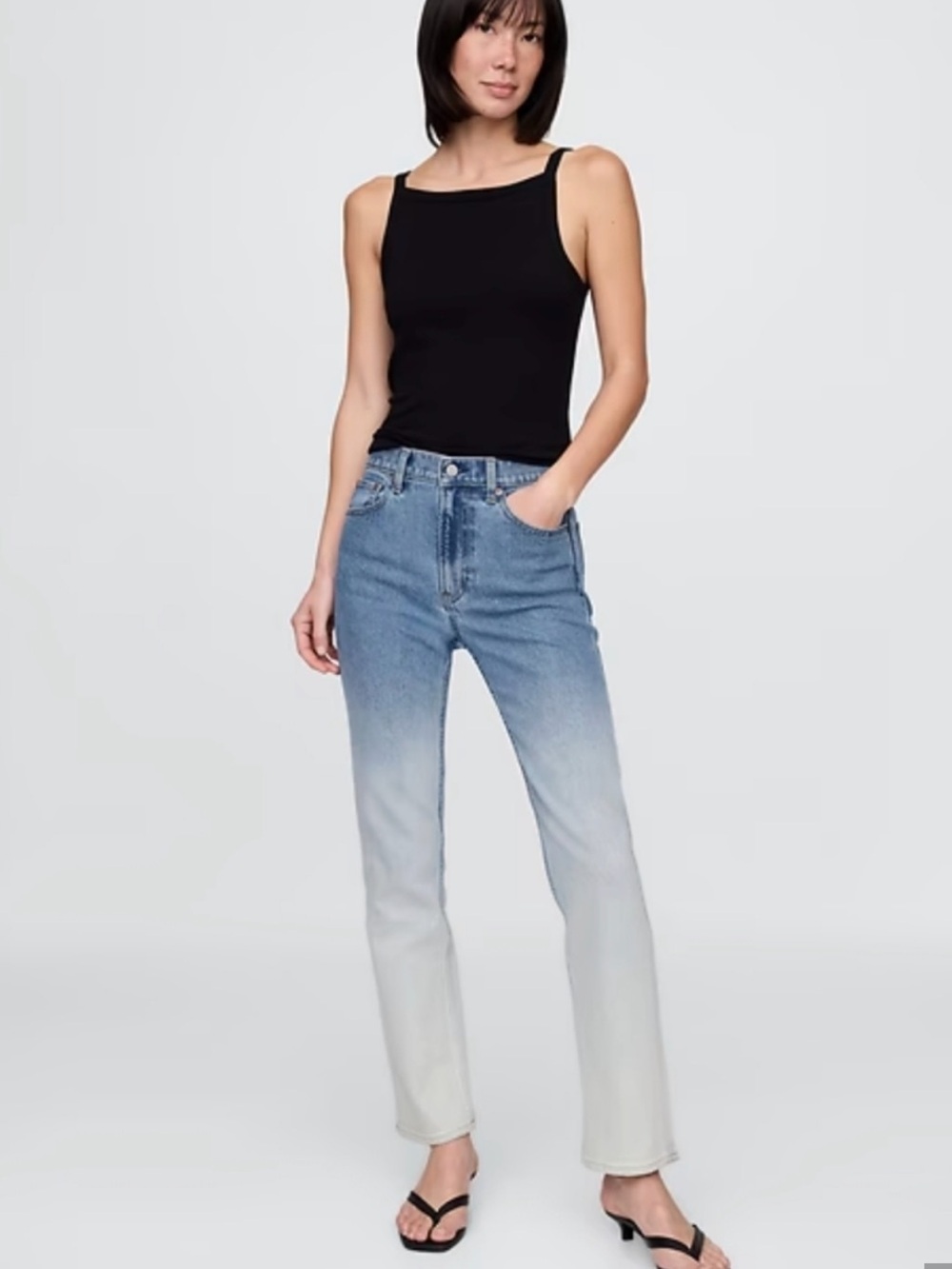 Gap 90’s Straight High Rise Two-Tone Blue Ombre Jeans